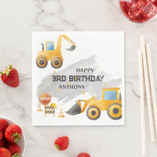 かわいいキッズ建築誕生日 スタンダードランチョンナプキン (インサイチュ)