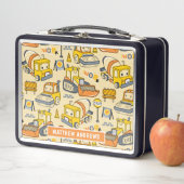 かわいいキッズ建築車パーソナライズされた車名 メタルランチボックス (インサイチュ)