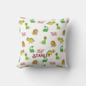 かわいいキッズ恐竜の動物のパターン水色 クッション (正面)