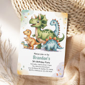 かわいいキッズ恐竜5th誕生日パーティー 招待状