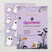 かわいいキッズ招待状ハロウィーンの衣装パーティー 招待状 (正面/裏面)