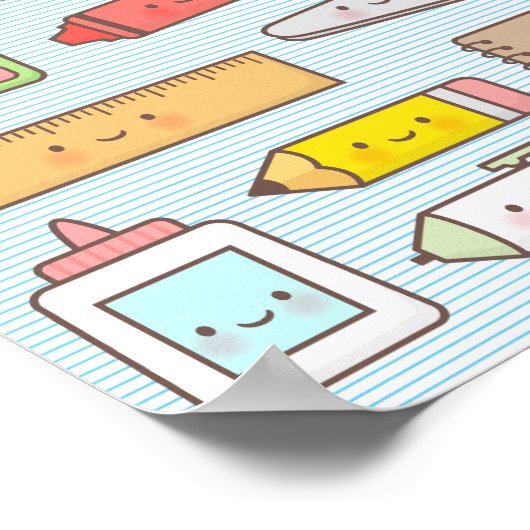 かわいいキッズ新学期用品ウォールデコール ポスター (角)