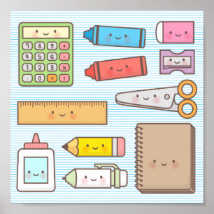 かわいいキッズ新学期用品ウォールデコール ポスター