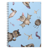 かわいいキッズ猫こうもりスパイダーハロウィンパターン ノートブック (正面)