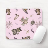 かわいいキッズ猫こうもりスパイダーハロウィンパターン マウスパッド (マウス)