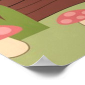 かわいいキッズ誕生日デザインとキツネ、バニー&フクロウ ポスター (角)