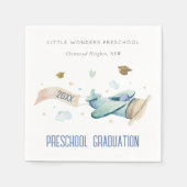 かわいいキッズ飛行機スカイスタープリスクール卒業 スタンダードカクテルナプキン (正面)