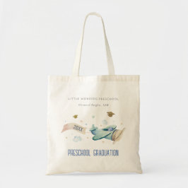 かわいいキッズ飛行機スカイスタープリスクール卒業 トートバッグ