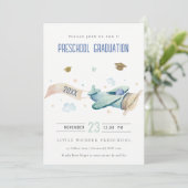 かわいいキッズ飛行機スカイスタープリスクール卒業 招待状 (スタンド正面)