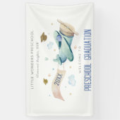 かわいいキッズ飛行機プレスクール卒業へようこそ 横断幕 (縦)