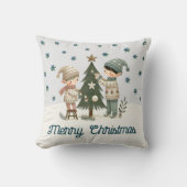 かわいいキッズ飾のクリスマスツリースケッチ クッション (正面)