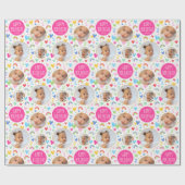 かわいいキッズ2nd誕生日レインボーフォトハートピンク ラッピングペーパー (フラット)