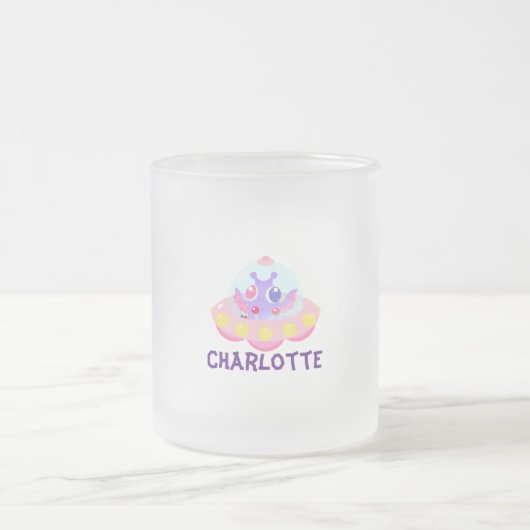 かわいいキッズUFOかわいい フロストグラスマグカップ (中央)