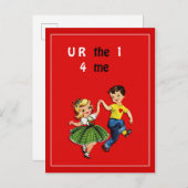 かわいいキッチュヴィンテージバレンタインデー赤 ポストカード (正面/裏面)