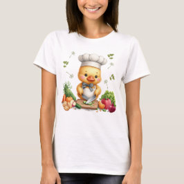 かわいいキッチンのアヒル かわいい料理デザイン Tシャツ