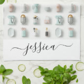 かわいいキッチンアイコンのパターンスクリプト名 キッチンタオル (折り畳み)