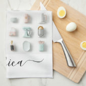 かわいいキッチンアイコンのパターンスクリプト名 キッチンタオル (四つ折り)