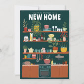 かわいいキッチンアート 引っ越しました 住所変更 招待状 (正面)