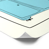 かわいいキッチンイラストレーションブルーパーソナライズされたネーム ポスター (角)