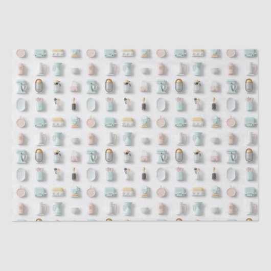 かわいいキッチンガジェットのアイコンのパターン 薄葉紙 (正面)