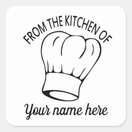かわいいキッチンシェフ帽子の名前シールを追加 スクエアシール