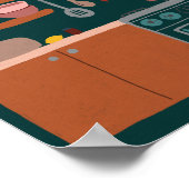 かわいいキッチンシェルフ名前をカスタムするイラストレーションアート ポスター (角)