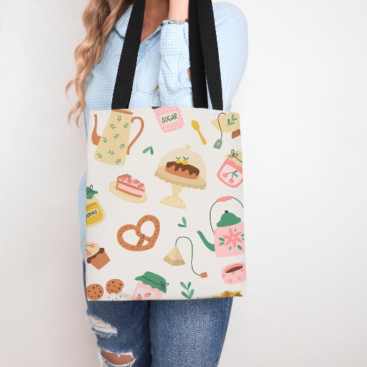 かわいいキッチンティーラバーズとベーカリーデザイン トートバッグ