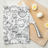 かわいいキッチンパターン キッチンタオル (四つ折り)