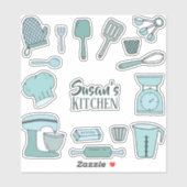 かわいいキッチンブルーベーカリーシール シール (シート)