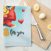 かわいいキッチンプリンのワードアート キッチンタオル (四つ折り)