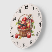 かわいいキッチンリンゴ好きの果物 ラージ壁時計 (傾斜)