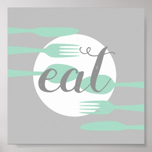 かわいいキッチン引用文ワードアートモダンスタイル食べ ポスター (正面)