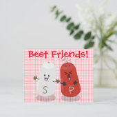 かわいいキッチン用品の塩とこしょうのイラスト ポストカード (スタンド正面)