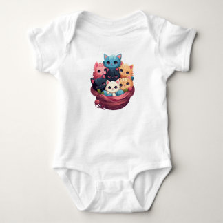 かわいいキットンの子供用Tシャツデザイン ベビーボディスーツ