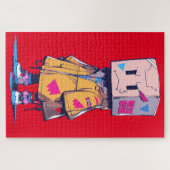 かわいいキッドと紙バッグ帽子 ジグソーパズル (横)