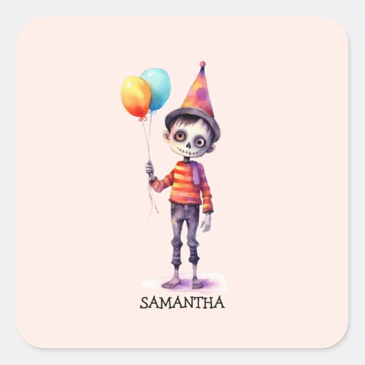 かわいいキッドゾンビ – かわいいハロウィーン(4) スクエアシール (正面)