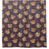 かわいいキッドテディベア漫画の茶色のクマ シャワーカーテン (正面)