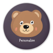 かわいいキッドテディベア漫画の茶色のクマ セラミックノブ (正面)