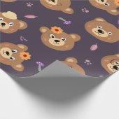 かわいいキッドテディベア装飾柄ギフト ラッピングペーパー (角)