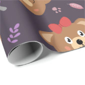 かわいいキッドテディベア装飾柄ギフト ラッピングペーパー (ロールコーナー)