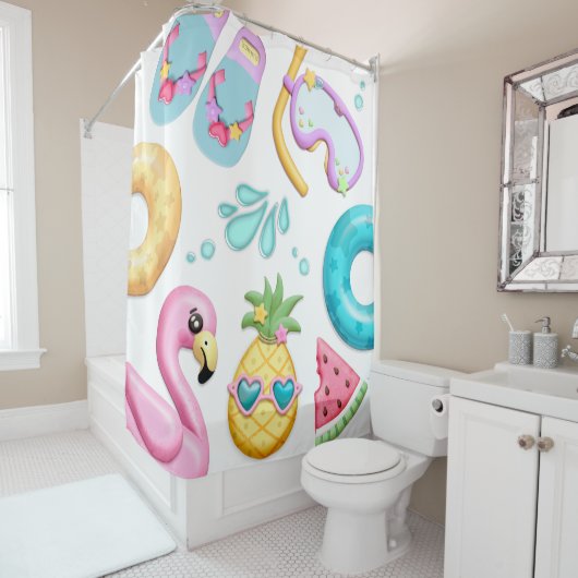 かわいいキッドトロピカルビーチテーマシャワーカーテン シャワーカーテン (インサイチュ)