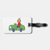 かわいいキッドドライビンググリーンカーチャイルドズイラストレーション ラゲッジタグ (裏面横)