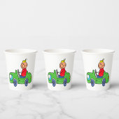 かわいいキッドドライビンググリーンカーチャイルドズイラストレーション 紙コップ