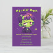 かわいいキッドフランケンシュタインハロウィーン 招待状 (スタンド正面)