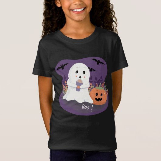 かわいいキッド幽霊ハロウィーンTシャツ Tシャツ (正面)