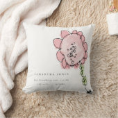かわいいキッド描赤面ピンクフラワーベビー誕生スタット クッション (ブランケット)