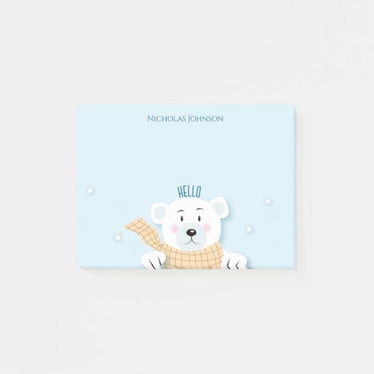 かわいいキッド極熊の冬のポストイットのノート ポストイット (正面)