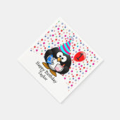 かわいいキッド1stハッピーバースデーペンギン スタンダードカクテルナプキン (角)