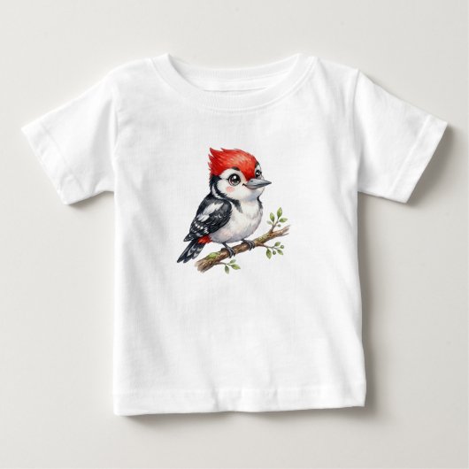 かわいいキツツキの森の鳥 ベビーTシャツ (正面)