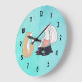 かわいいキツネおよびウサギの森林創造物の引くこと ラージ壁時計 (傾斜)